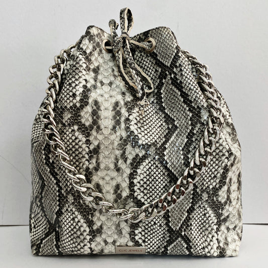 ZOE BACKPACK/BUCKETBAG (grey Python print genuine leather)