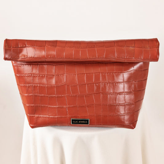 ALEX LUNCHBAG (ruby red croco genuine leather)
