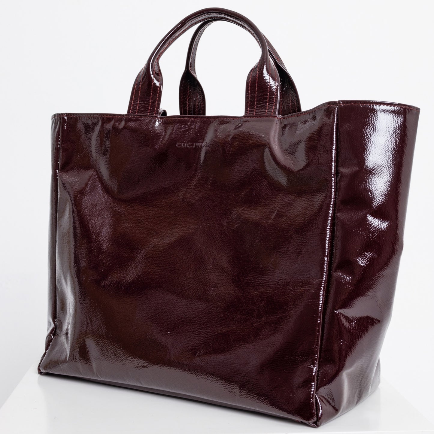 XL TOTEBAG (glossy bordeaux genuine leather)