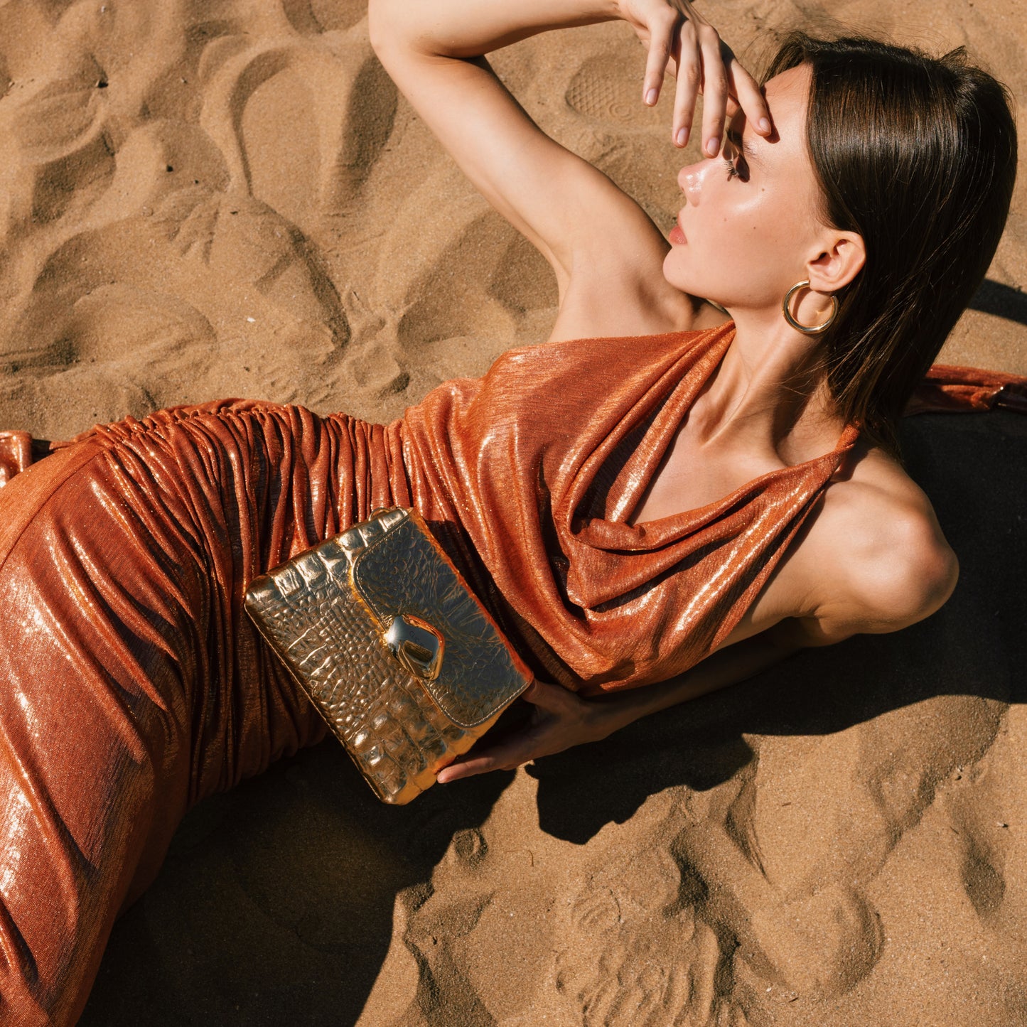 MAYA MINIBAG (gold croco genuine leather)