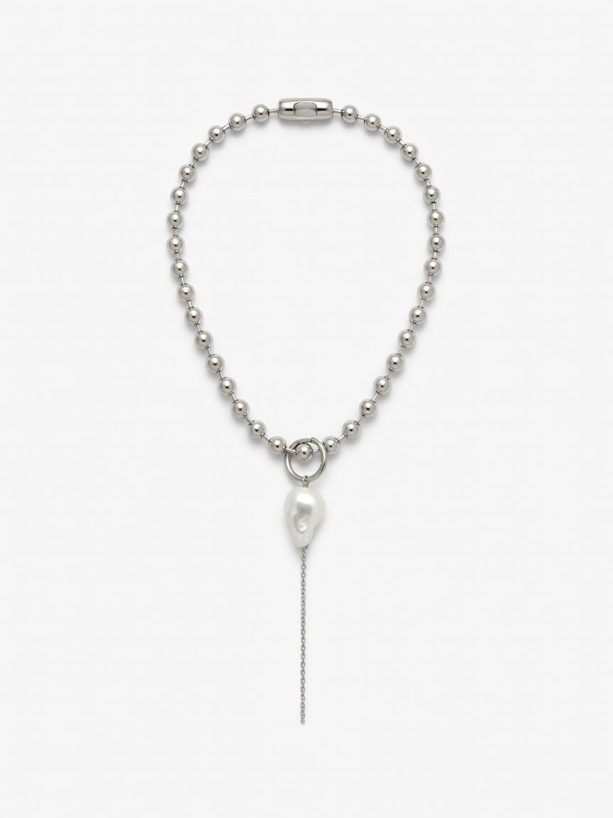 PEARL & CHAIN HOOPS EARRINGS (ζευγάρι)