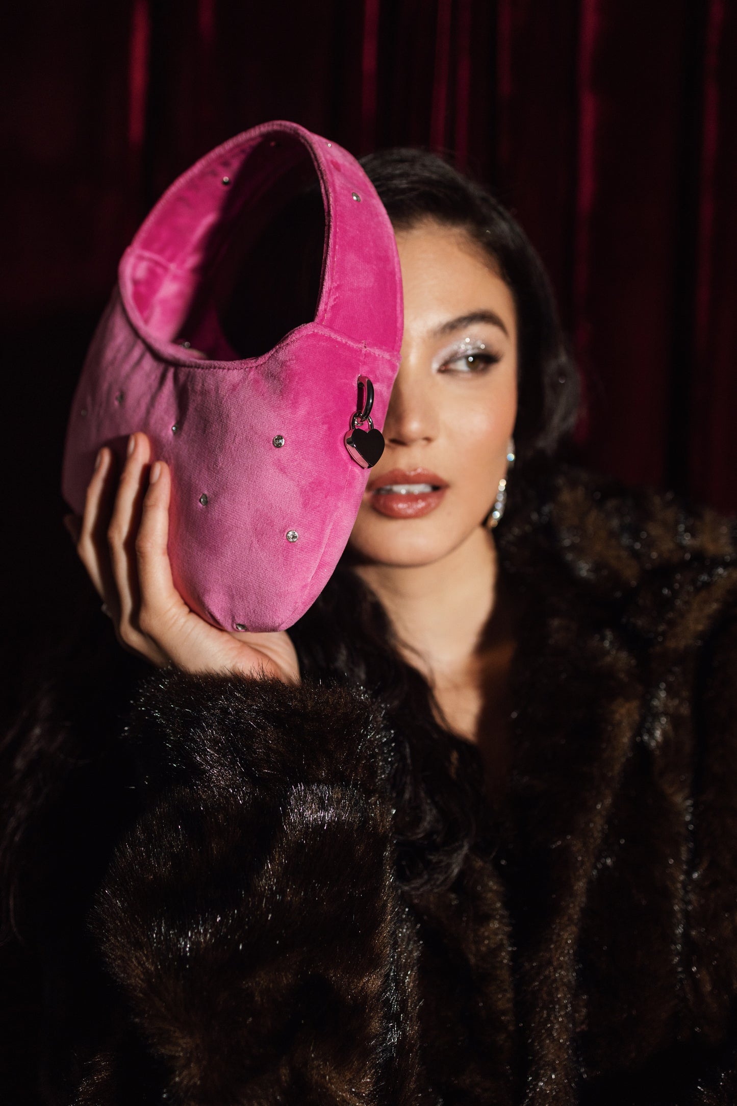 CANDY MINI STRASS (bubblegum pink velvet)