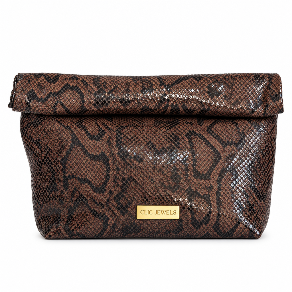 ALEX LUNCHBAG (brown python print genuine leather)