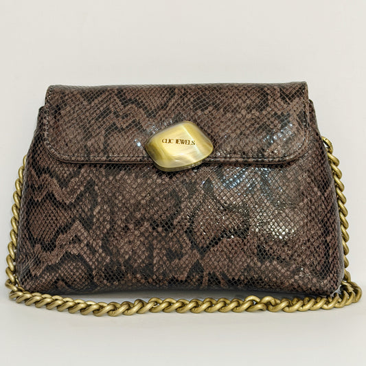 DONNA MEDIUM (brown/black snakeprint genuine leather)