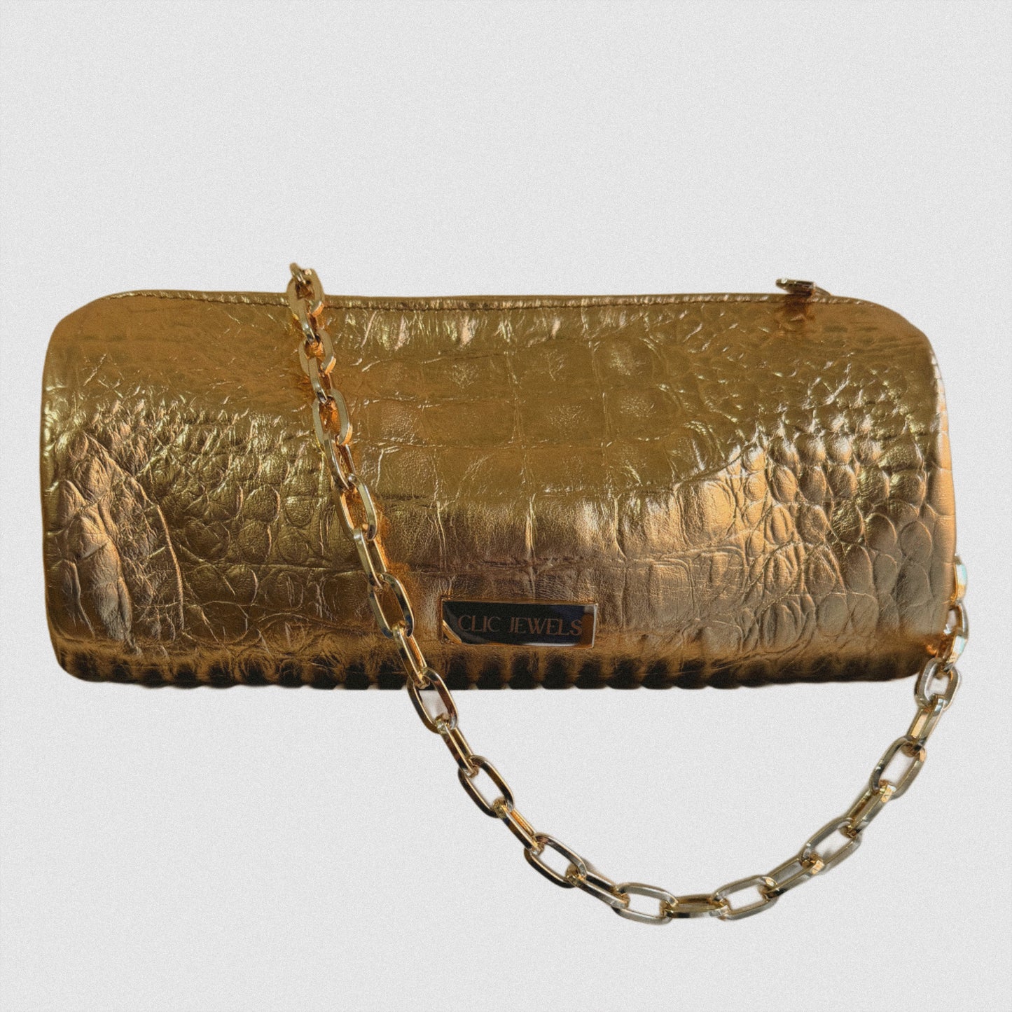 BARREL BAG (gold croco genuine leather)
