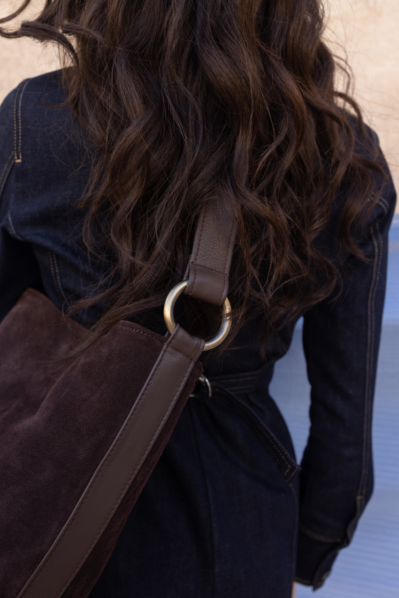 SANDRA BUCKETBAG (brown suede genuine leather)