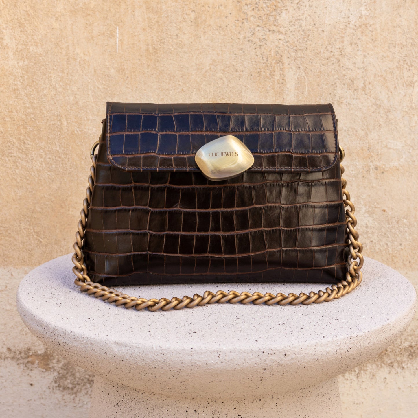 DONNA MEDIUM (dark brown croco genuine leather)