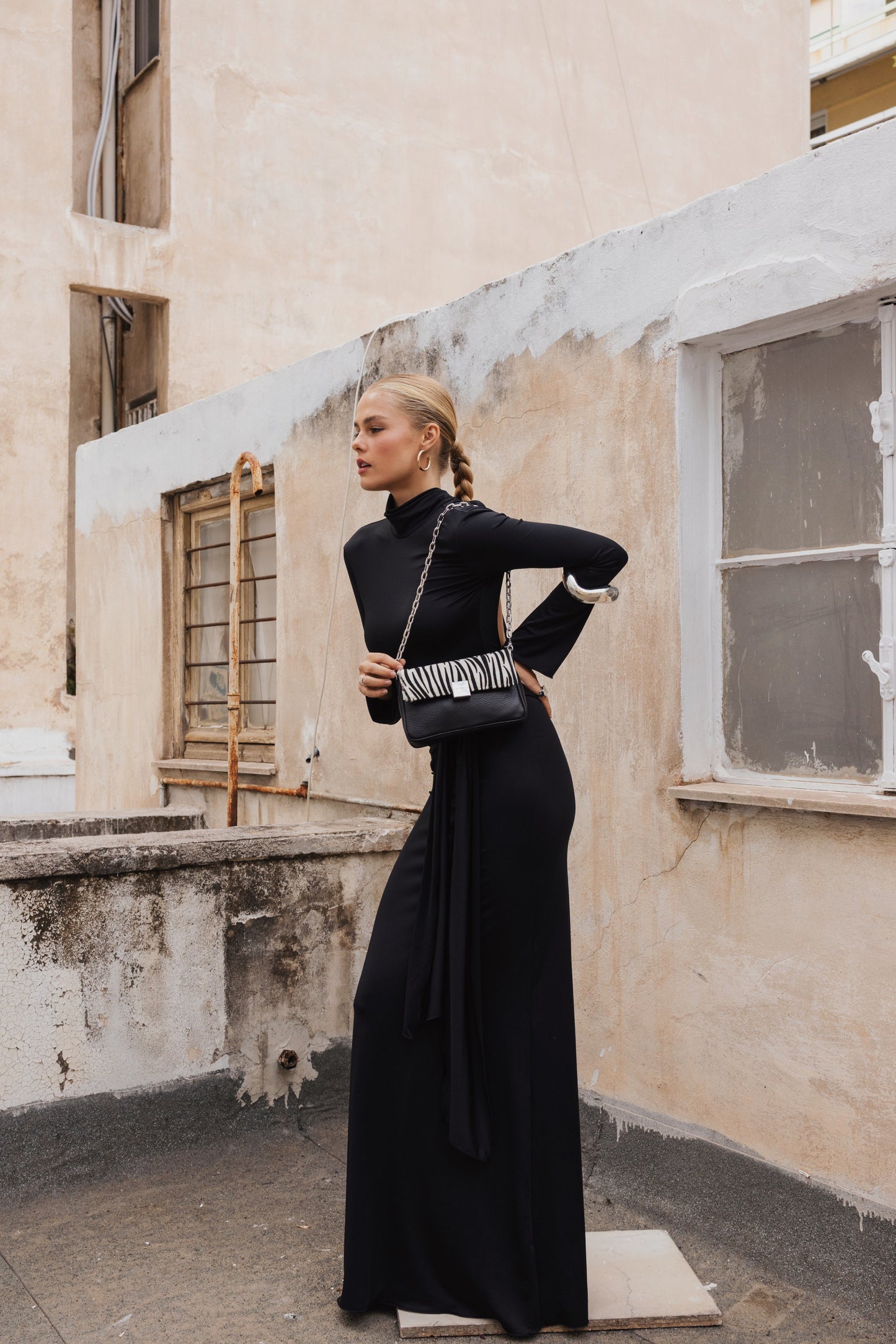 NEIRA MINI (zebra ponyskin/black dolaro both genuine leather)