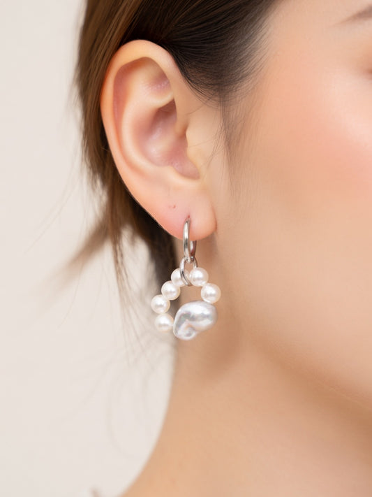 CIRCLE OF PEARLS & SILVER DETAIL (τεμάχιο)