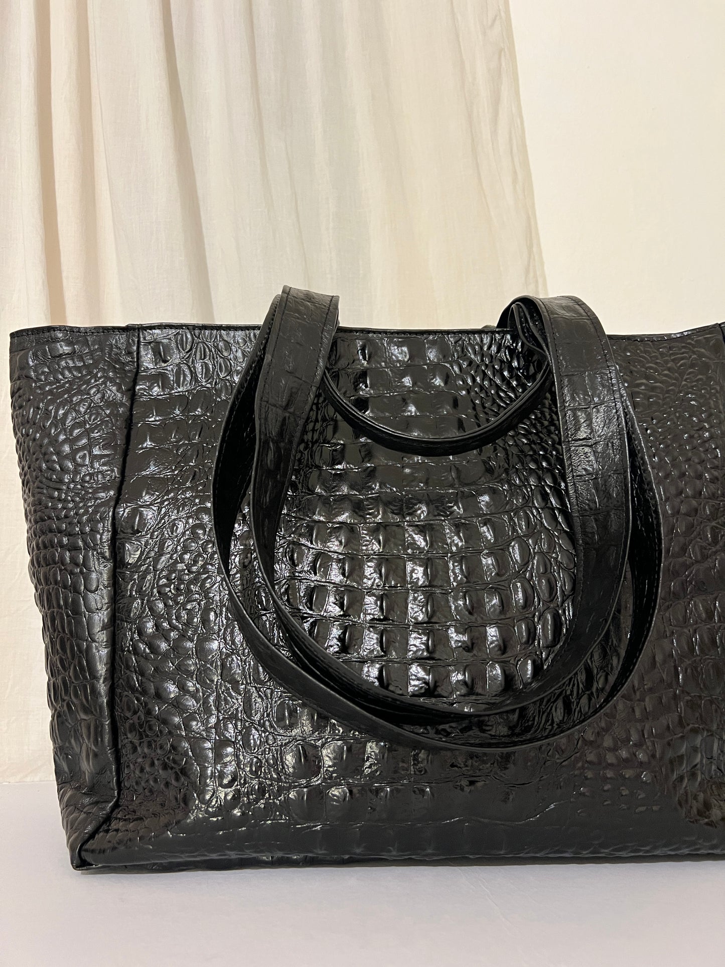 XL TOTEBAG (black croco genuine leather)