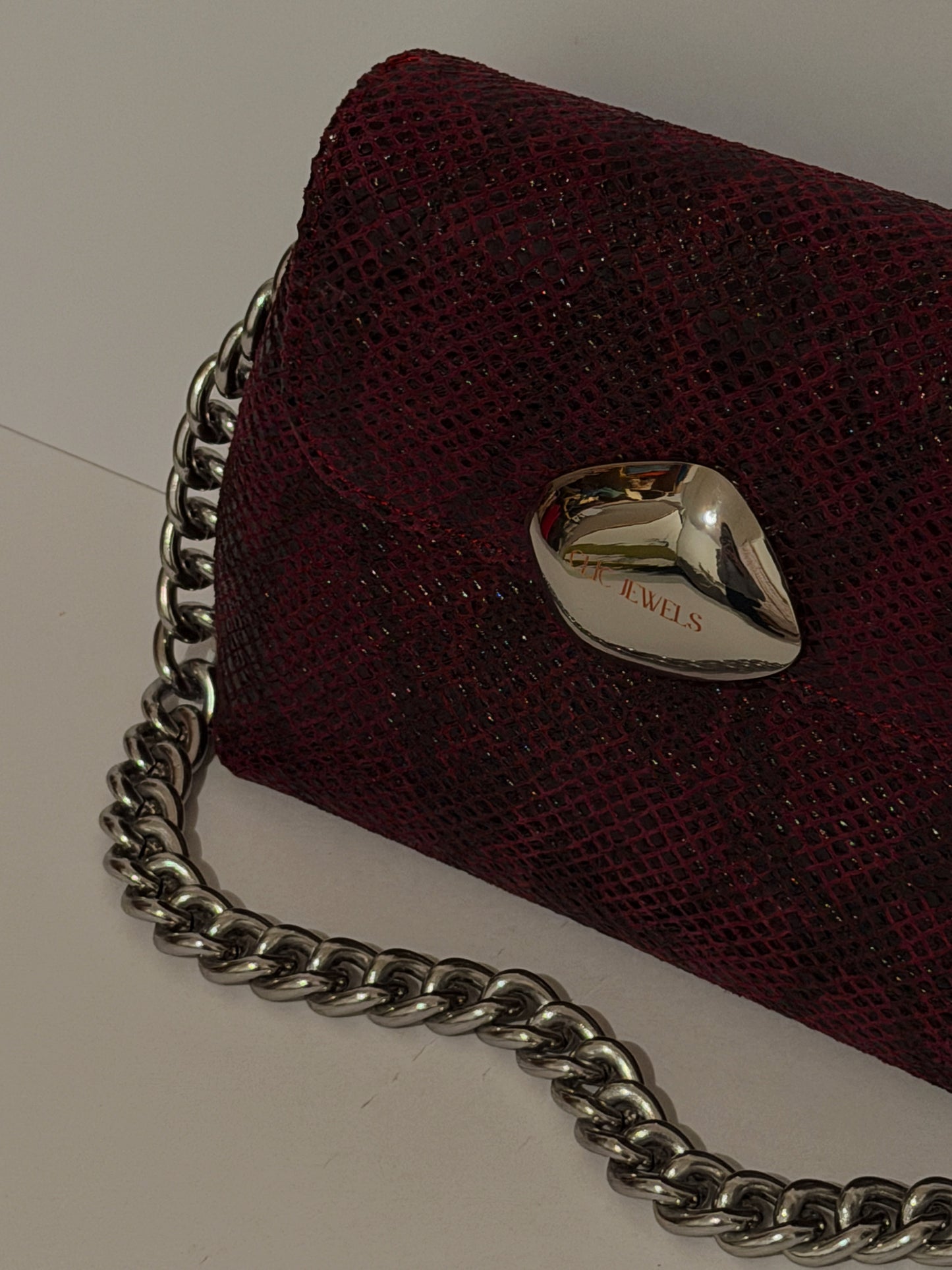 MAYA MINIBAG (Bordeaux snake print genuine leather)
