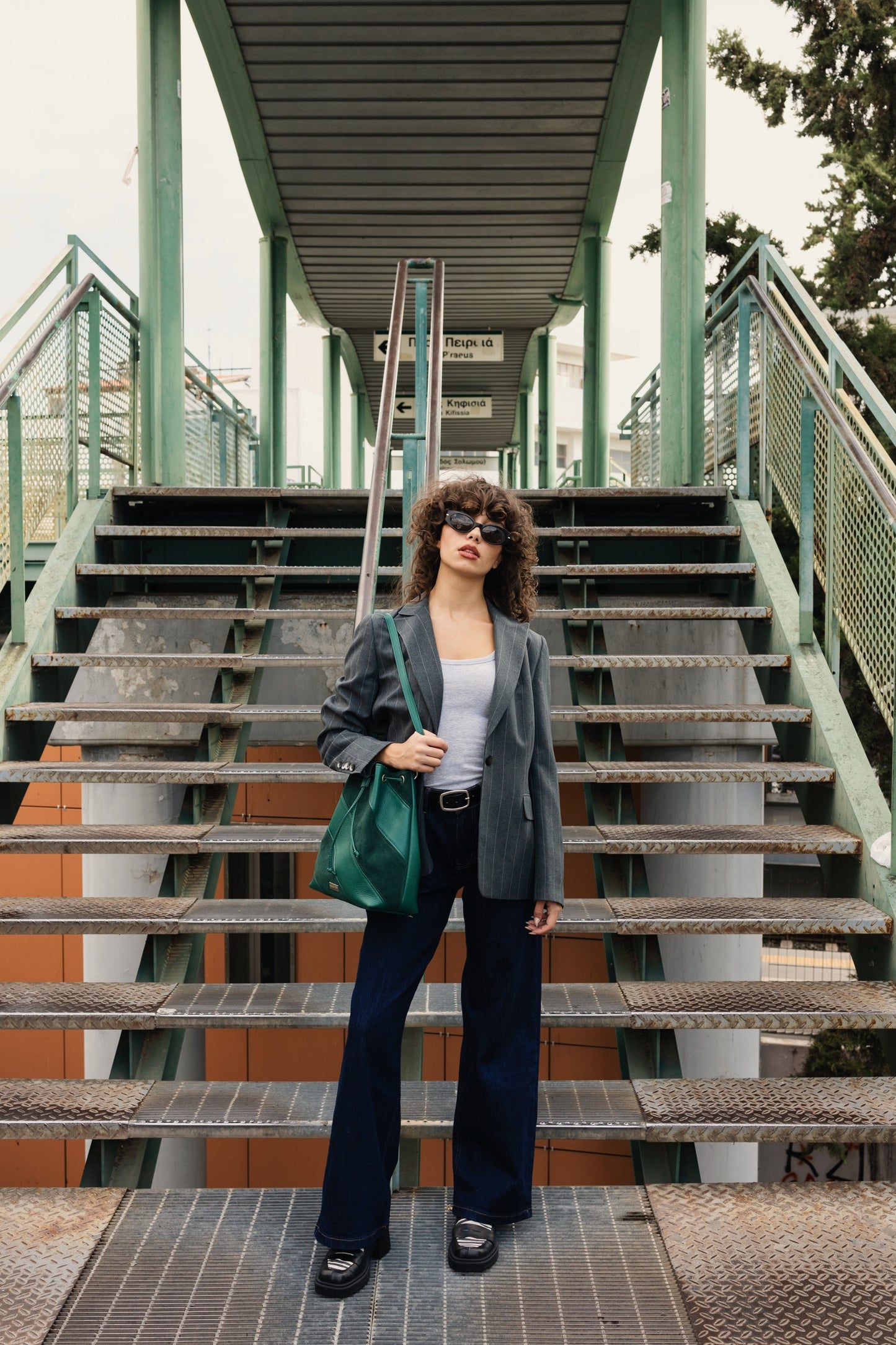 ZOE BACKPACK (green combo suede/dolaro genuine leather)