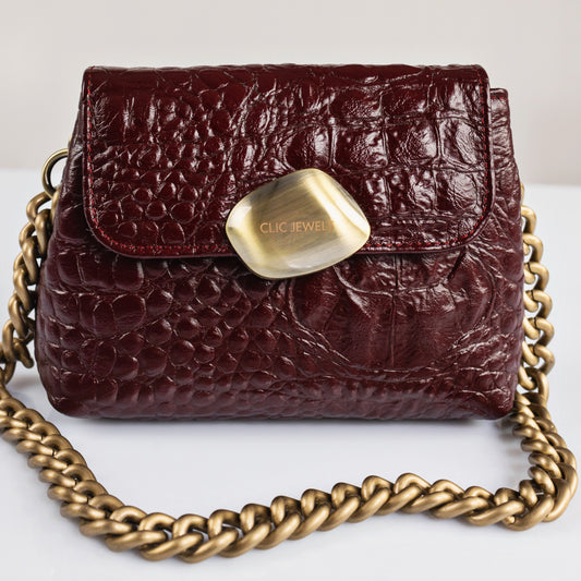 MAYA MINIBAG (bordeaux croco genuine leather)