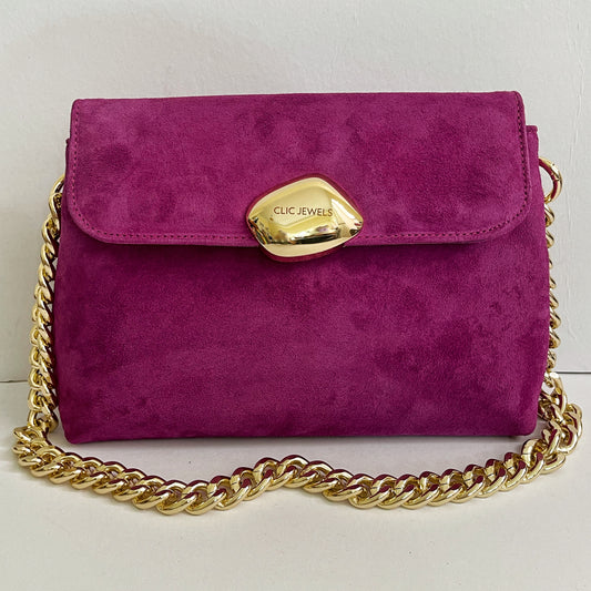 DONNA MEDIUM (magenta suede genuine leather)