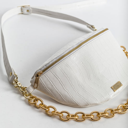 LILLY BELTBAG (white croco genuine leather)