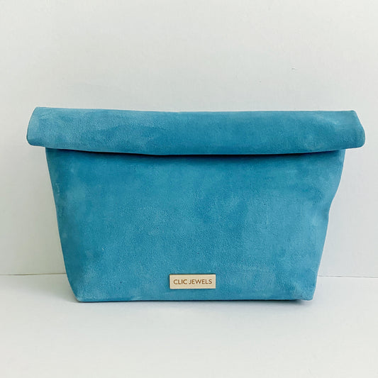 ALEX LUNCHBAG (turquoise suede genuine leather)